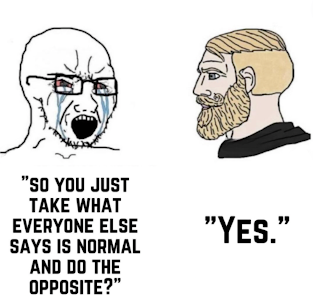 chad doing the opposite meme